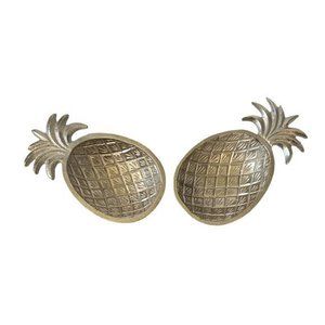 Decorative Metal Pineapple Trinket Dish Decor - Set of‎ Two